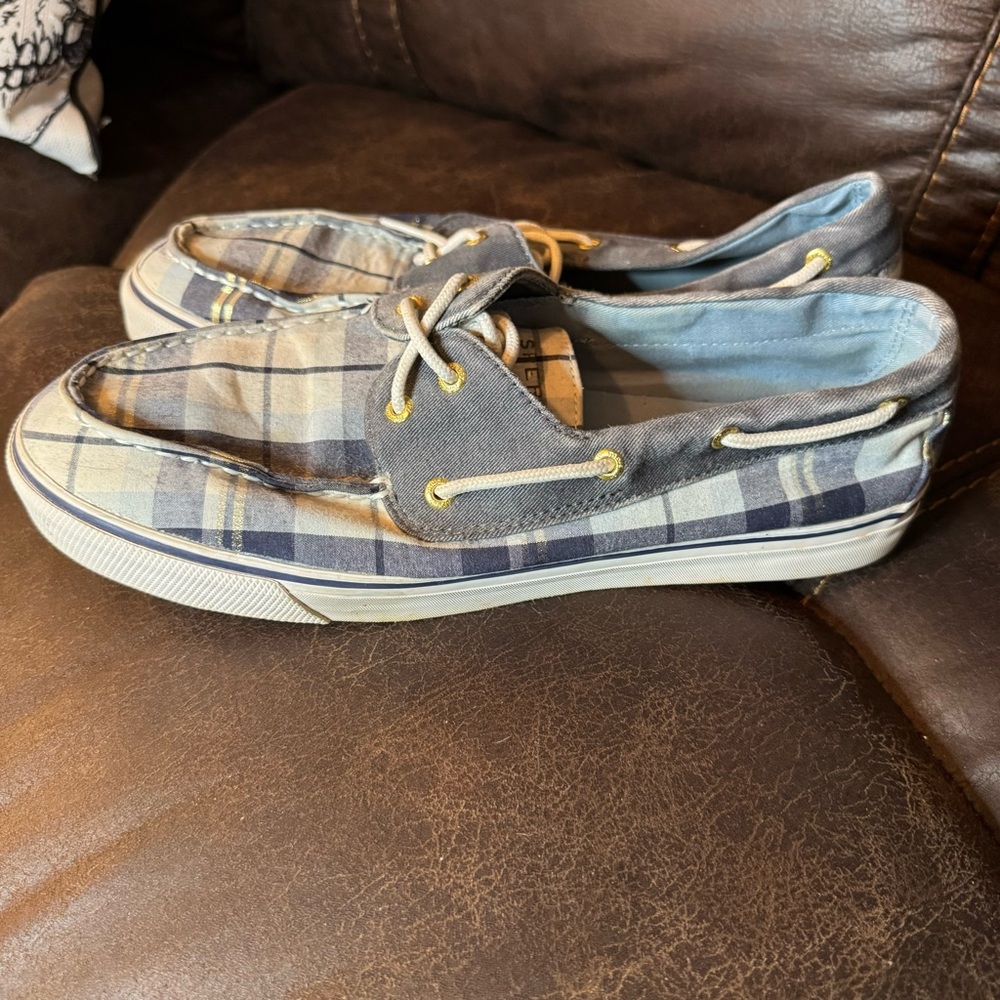 Sperry Blue Plaid Boat Shoes